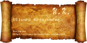 Ulicsni Krisztofer névjegykártya